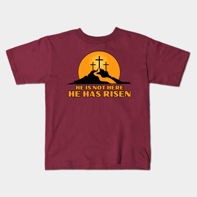 Easter morning spiritual sunrise cross He has Risen Kids T-Shirt by Shean Fritts 